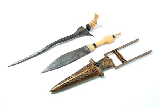 Appraisal: THREE KNIVES Eastern th- th century Kris with a meteorite