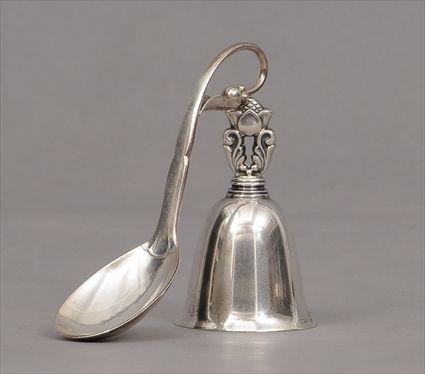 Appraisal: Georg Jensen Sterling Silver Condiment Spoon and Table Bell Table