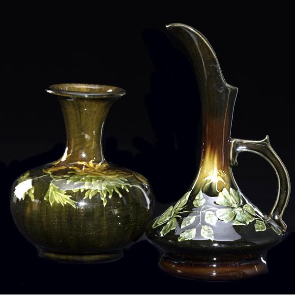 Appraisal: MARIPOSA STOCKTON Two Rekston ware vessels a bulbous vase painted