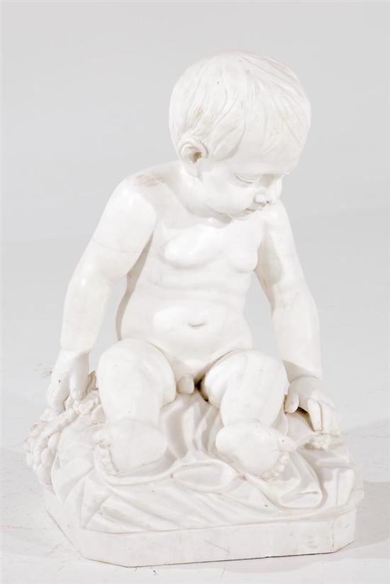 Appraisal: Continental school th century LITTLE BOY carved white marble H