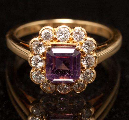 Appraisal: Lady's K yellow gold diamond and amethyst ring amethyst weighs