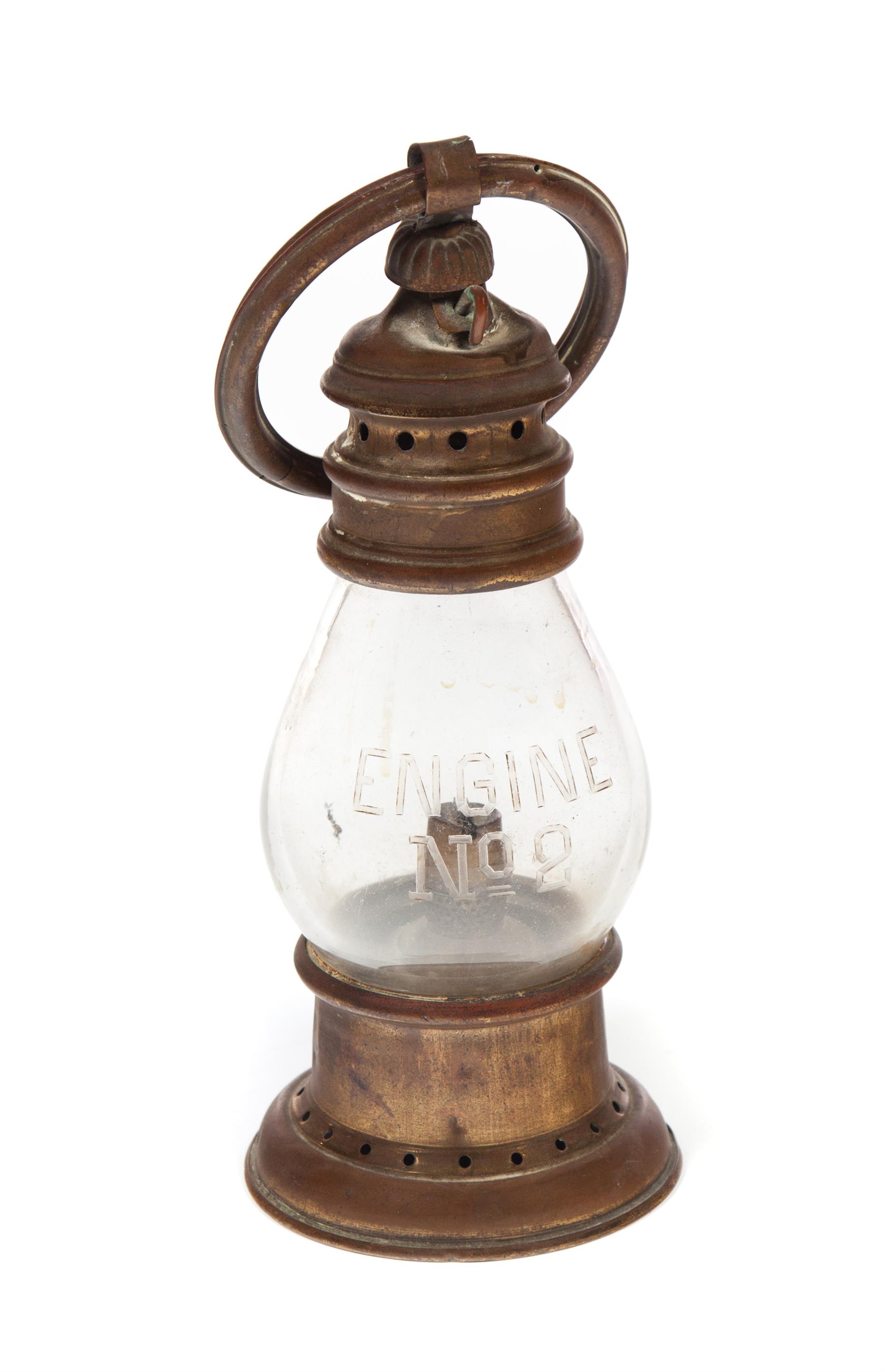 Appraisal: BRASS FIREHOUSE PRESENTATION LANTERN American th quarter- th century Globe