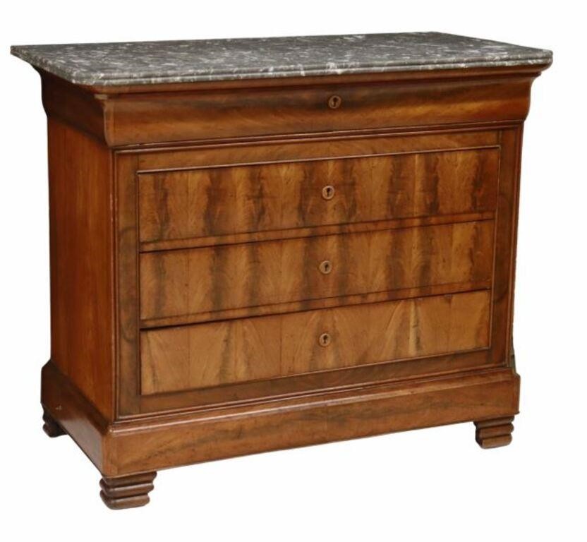 Appraisal: French Louis Philippe period marble-top mahogany commode mid th c