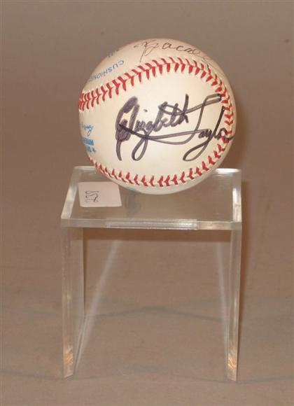 Appraisal: piece Baseball Signed Elizabeth Taylor Lauren Bacall Jean Simmons With