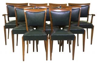 Appraisal: A SET OF NINE ITALIAN MAHOGANY AND LEATHER CHAIRS A