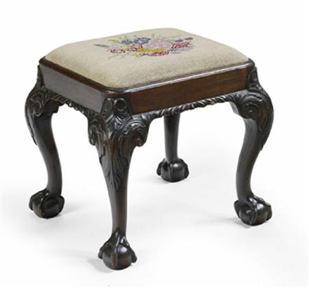 Appraisal: A George III mahogany stool In the Chippendale manner the