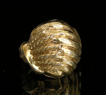 Appraisal: An k Gold Ribbed Dome Ring k yellow gold ring