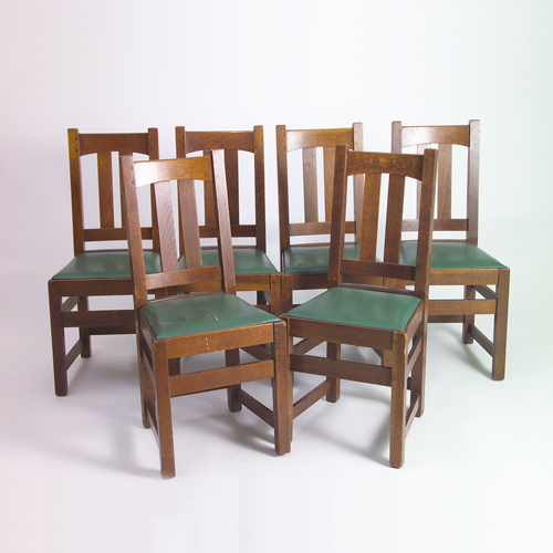 Appraisal: LIMBERT Six dining chairs with arched back stretcher and two