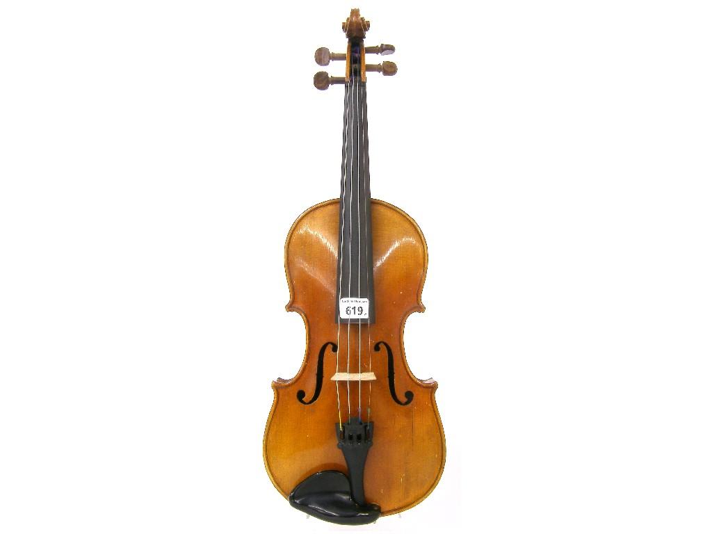 Appraisal: Early th century Stradivarius copy violin cm