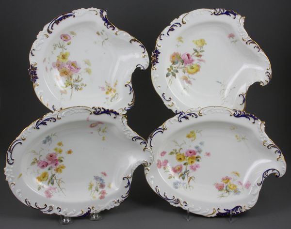 Appraisal: Four late th Century Royal Crown Derby shell-shaped serving pieces