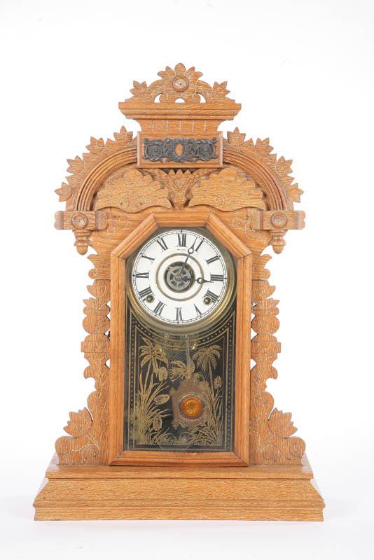 Appraisal: INGRAHAM DUCAT SHELF CLOCK Eight day time and strike clock