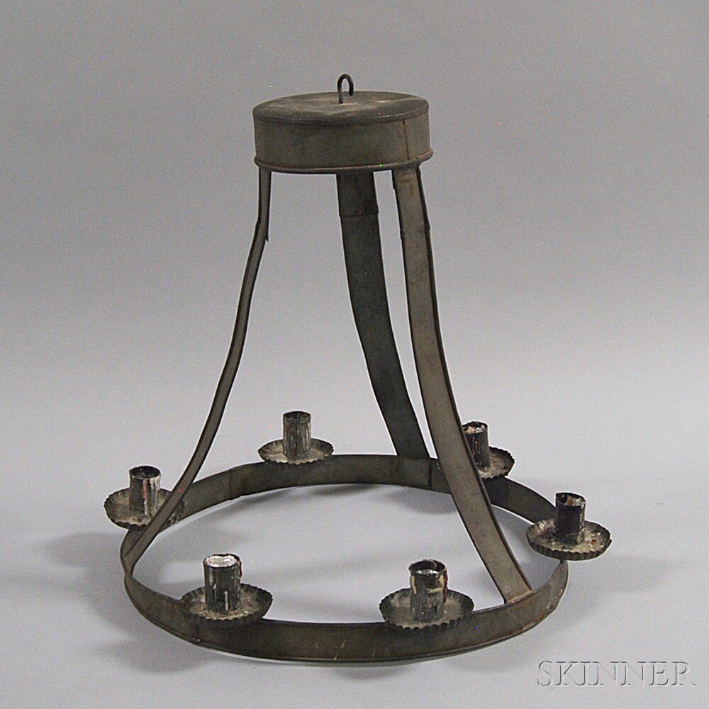 Appraisal: Tin Six-light Chandelier th century ht dia in Estimate -