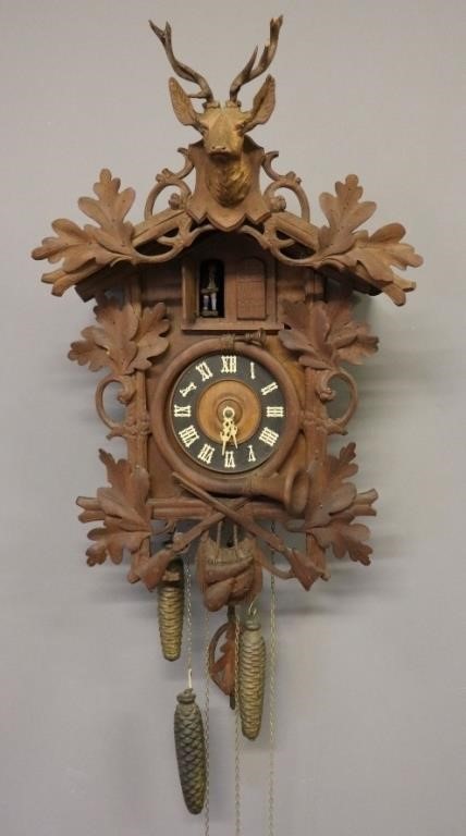 Appraisal: Large Black Forest German cuckoo clock weights musical tune circa