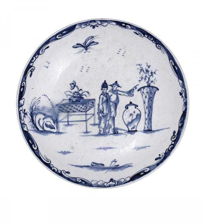 Appraisal: A DERBY SAUCER-DISH well painted in underglaze blue with an