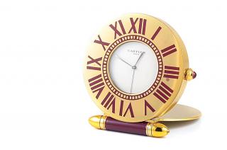 Appraisal: A Travel Desk Clock by Cartier Cartier gold plated clock