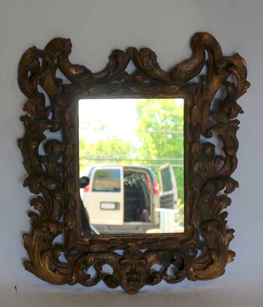 Appraisal: Antique Continental Rococo Carved Wood Mirror From a Long Island