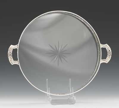 Appraisal: A Whiting Sterling Silver and Cut Glass Serving Tray Elegant