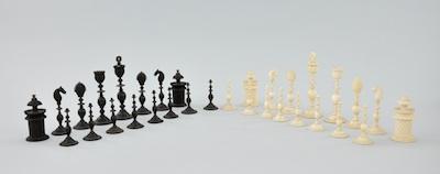 Appraisal: A Complete Ivory or Bone Set of Chess Pieces Most