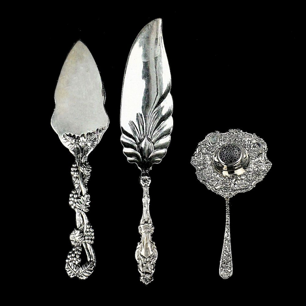 Appraisal: Sterling Silver Plate Flatware Grouping of Three Vintage Sterling Silver