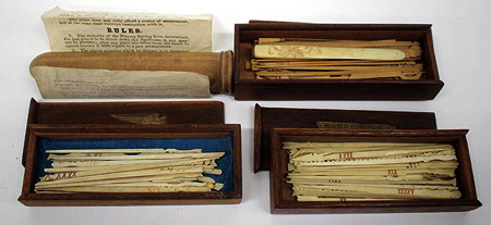 Appraisal: FOUR SETS OF BONE SPELLICANS three sets in boxes with