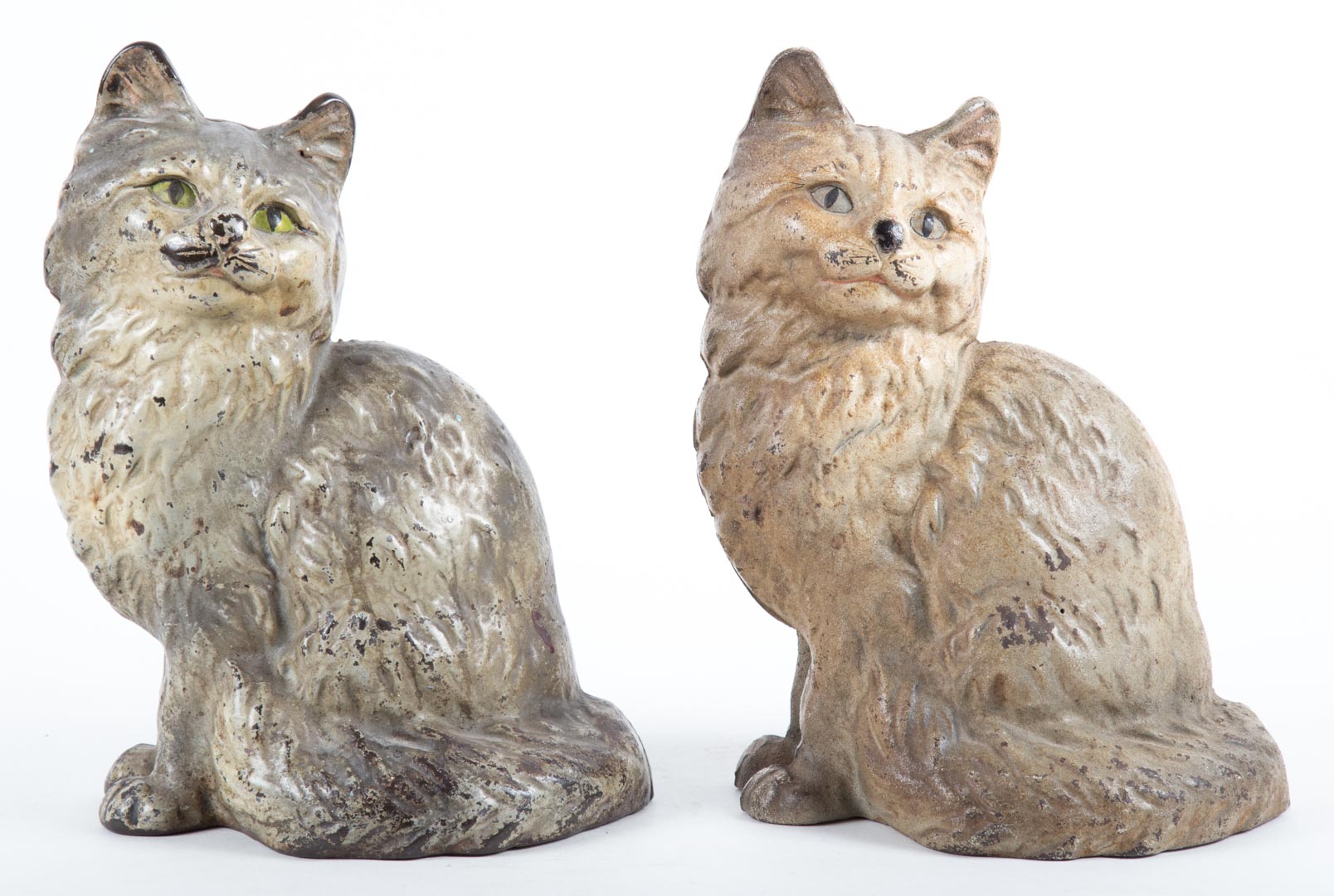 Appraisal: Two painted cast-iron cat doorstops first quarter- th century probably