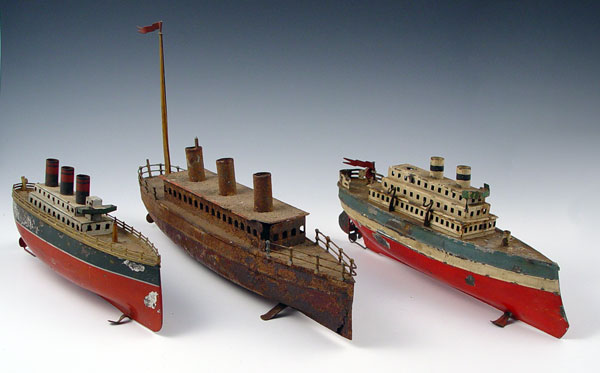 Appraisal: PC LOT FLEISCHMANN MARKLIN TIN WINDUP STEAMSHIPS Circa 's lot