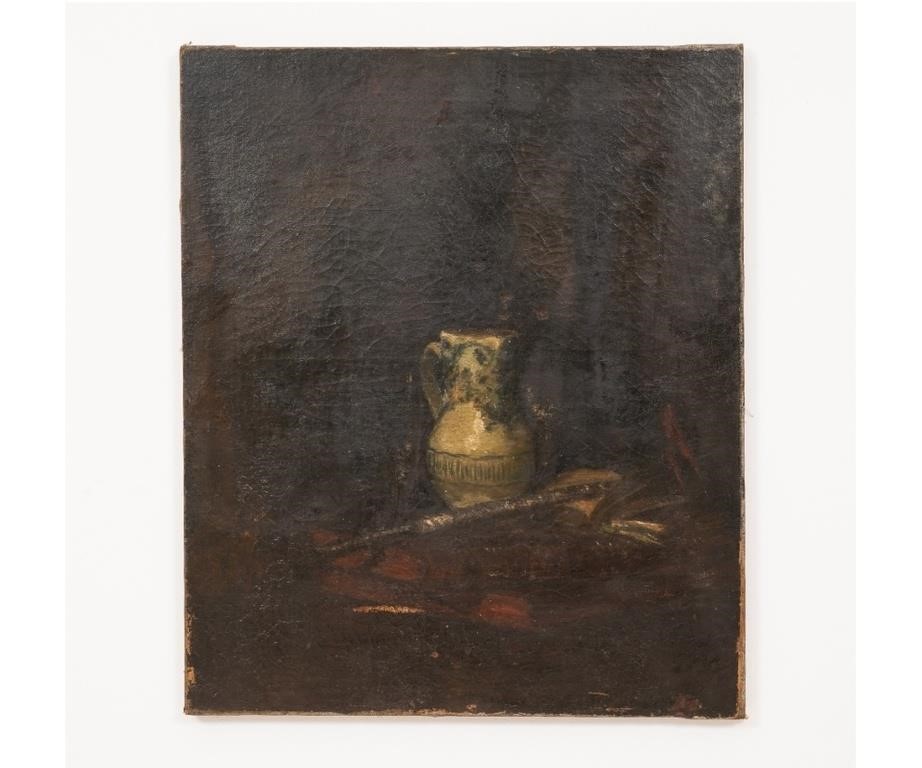 Appraisal: French School oil on canvas still life of a stoneware