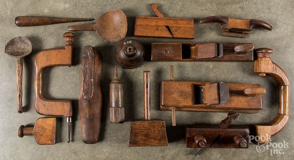 Appraisal: Wooden tools and accessories Wooden tools and accessories to include