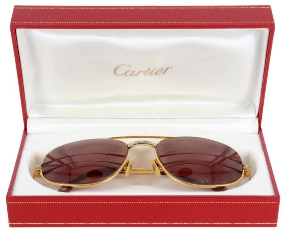 Appraisal: CARTIER 'VENDOME SANTOS' MEN'S AVIATOR SUNGLASSESVintage Cartier Vendome Santos men's