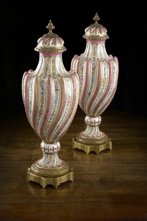 Appraisal: A pair of late th century Sevres style gilt brass