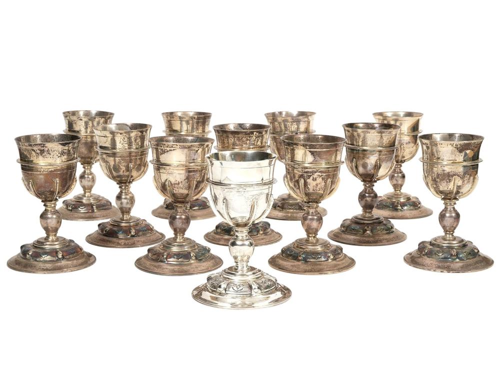 Appraisal: MEXICAN STERLING T O GOBLETS CHALICES Possibly Sanborns Mexican Sterling