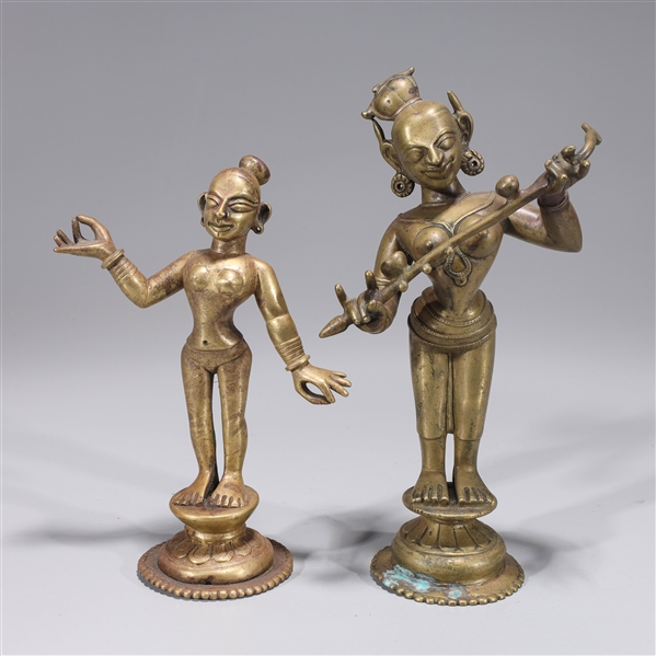 Appraisal: Two antique Indian bronze and copper alloy standing statues th