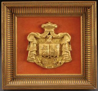 Appraisal: FRENCH GILT BRONZE PLAQUE A FRENCH GILT BRONZE HERALDIC PLAQUE