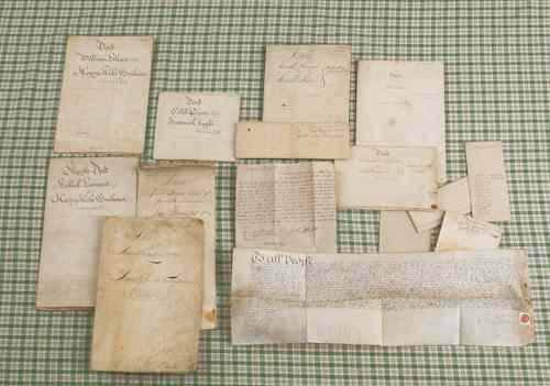 Appraisal: Fifteen Chester County Pennsylvania deeds th and th c mostly