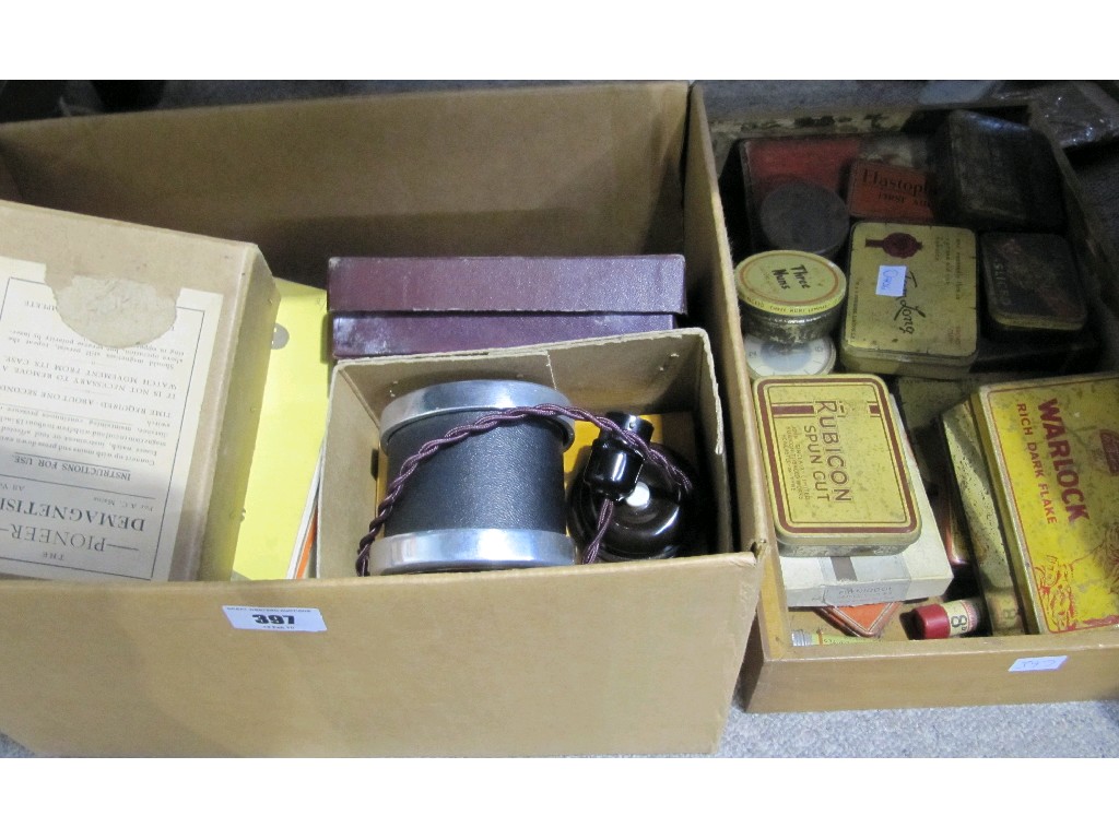 Appraisal: Lot comprising two boxes of miscellania - watch parts etc