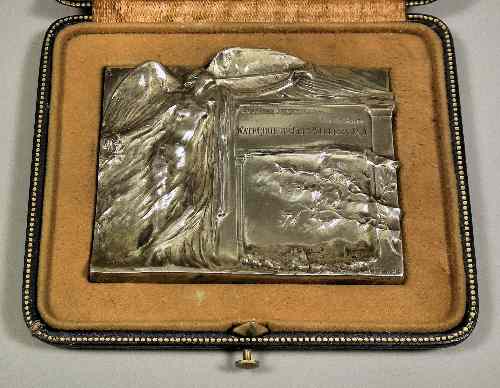 Appraisal: A silver plated rectangular plaque designed by Philippe Wolfers -