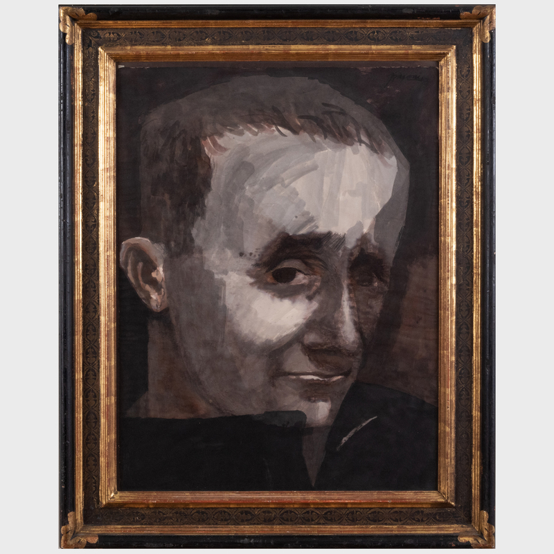 Appraisal: Antonio Frasconi - Portrait of Brecht Ink and watercolor on