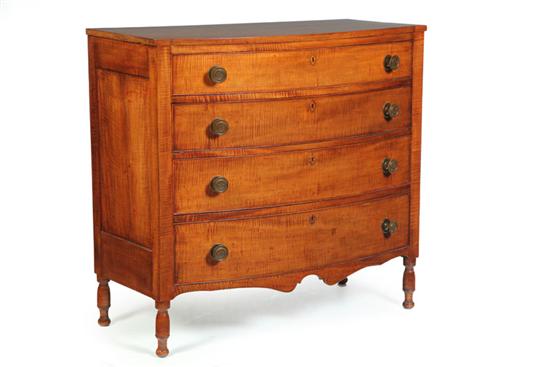 Appraisal: FEDERAL BOWFRONT CHEST OF DRAWERS American early th century curly