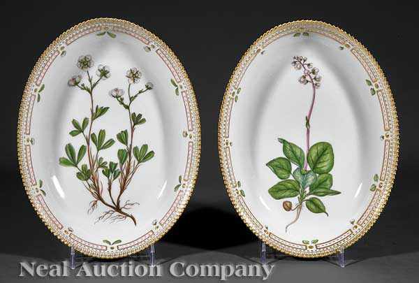 Appraisal: Two Royal Copenhagen Flora Danica Porcelain Small Oval Salad Bowls