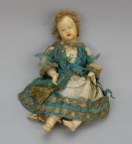 Appraisal: Creche Figure circa th Century A poured wax figure of