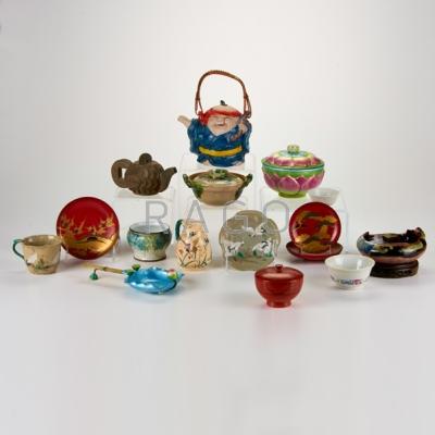 Appraisal: ASIAN Group lot of sixteen pieces mostly holloware th th