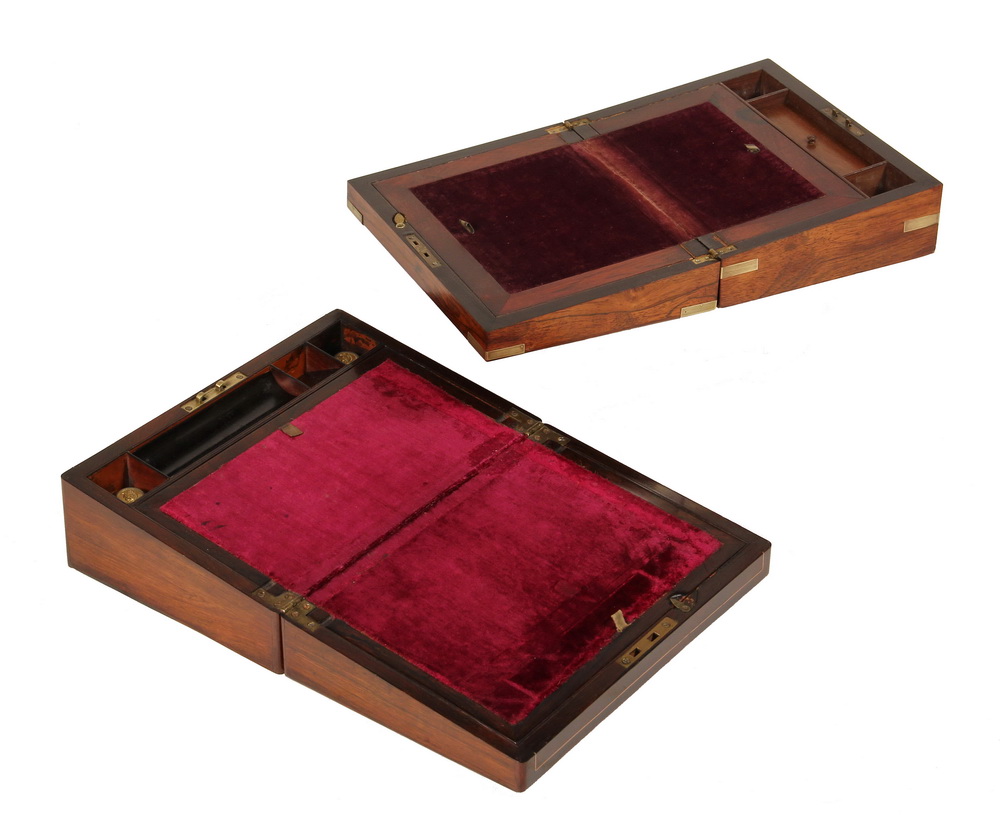 Appraisal: TH C WRITING BOXES - English Rosewood with brass string