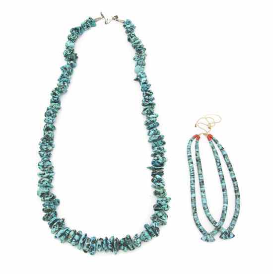 Appraisal: A Navajo Graduated Turquoise Nugget Necklace with jocla and a