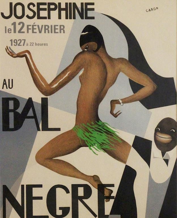 Appraisal: CARON Josephine Baker Color Lithograph Poster Au Bal Negre After