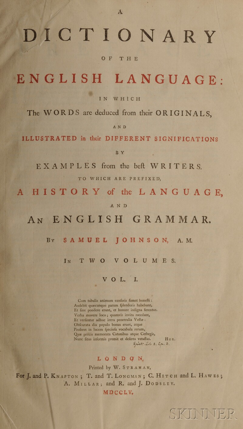 Appraisal: Johnson Samuel - A Dictionary of the English Language London