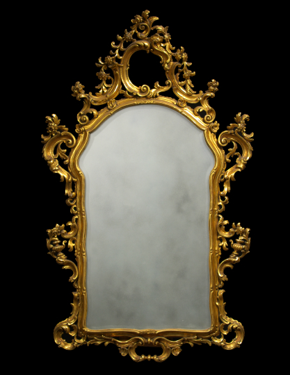 Appraisal: Large Italian Carved Giltwood Looking Glass in the th-century rococo