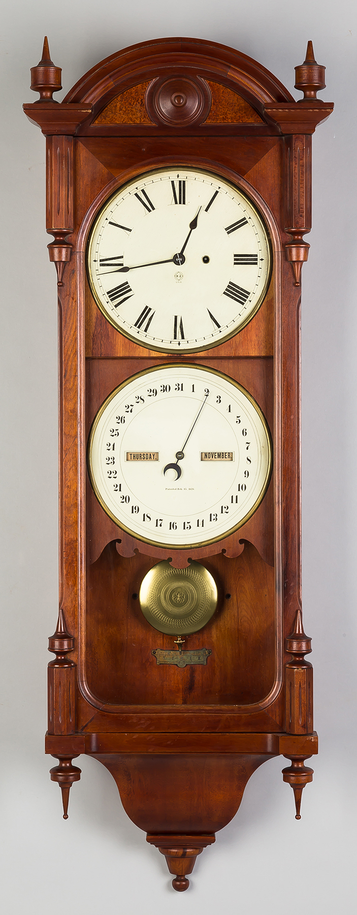 Appraisal: Seth Thomas Double Dial Calendar Clock Mahogany case old refinish