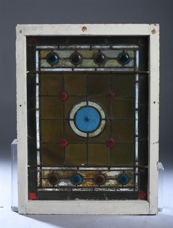 Appraisal: AMERICAN STAINED GLASS WINDOW early th century Worked in red