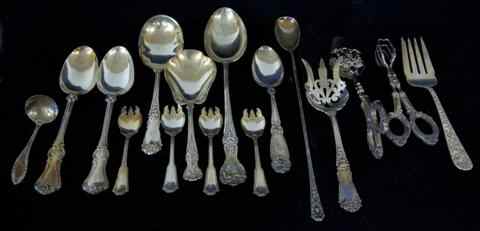 Appraisal: AMERICAN SILVER PART FLATWARE SERVICE including two hinged serving pieces