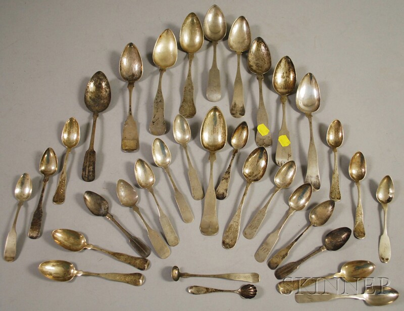 Appraisal: Approximately Thirty-three Mostly Coin Silver Spoons makers include Durgin Whitford